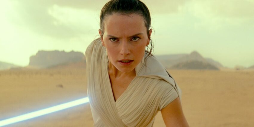 Rey with Jedi sword